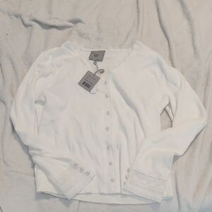 Milano White Lace-Trimmed Top